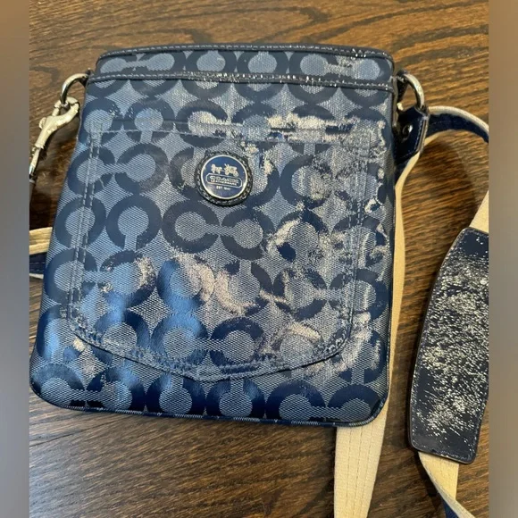 Coach Cross Body Authentic Hand Bag 432 navy blue